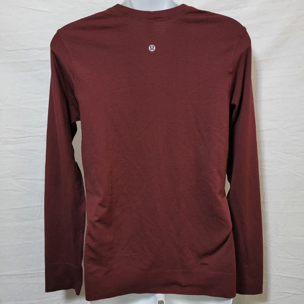 Lululemon Swiftly Relaxed Burgundy Shirt Women's Size 4 Long Sleeve Athleisure